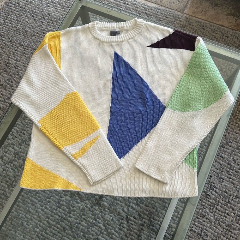 Colorful Geometric “Spring” Sweater - Picture 2 of 2